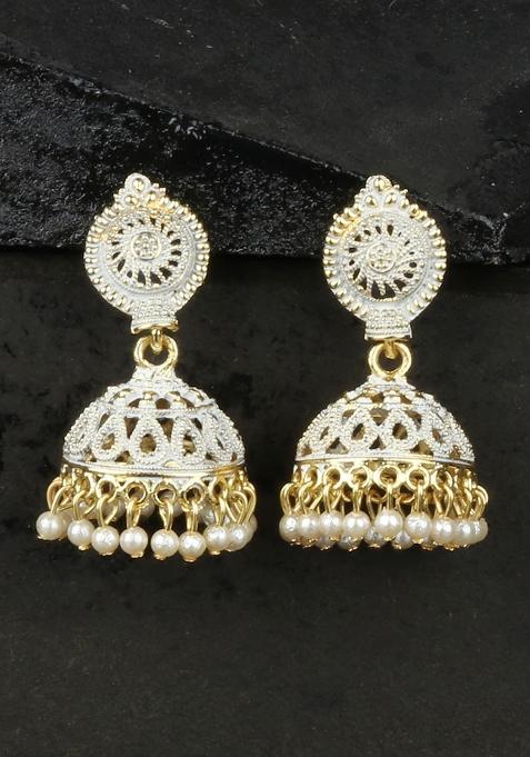 Anikas Creation Traditional Gold Plated Enamelled Party Wear Jhumka Earring