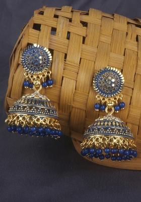 Anikas Creation Traditional Gold Plated Enamelled Party Wear Jhumka Earring