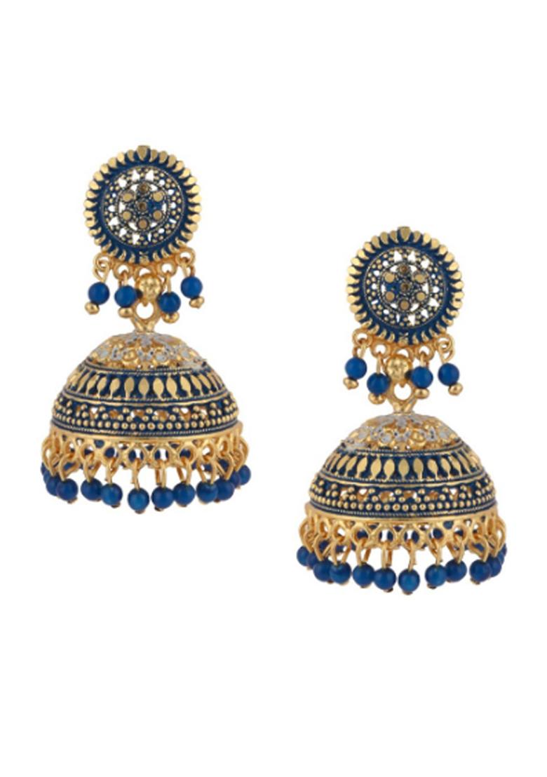 Anikas Creation Traditional Gold Plated Enamelled Party Wear Jhumka Earring - Indya