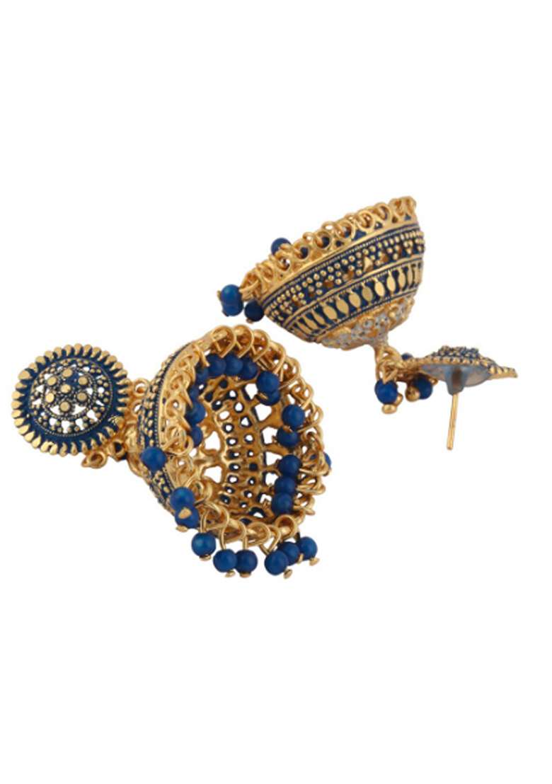 Anikas Creation Traditional Gold Plated Enamelled Party Wear Jhumka Earring - Indya