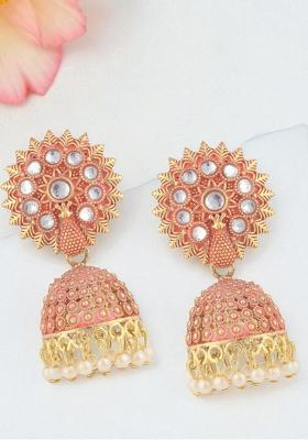 Anikas Creation Traditional Gold Plated Enamelled Party Wear Earring