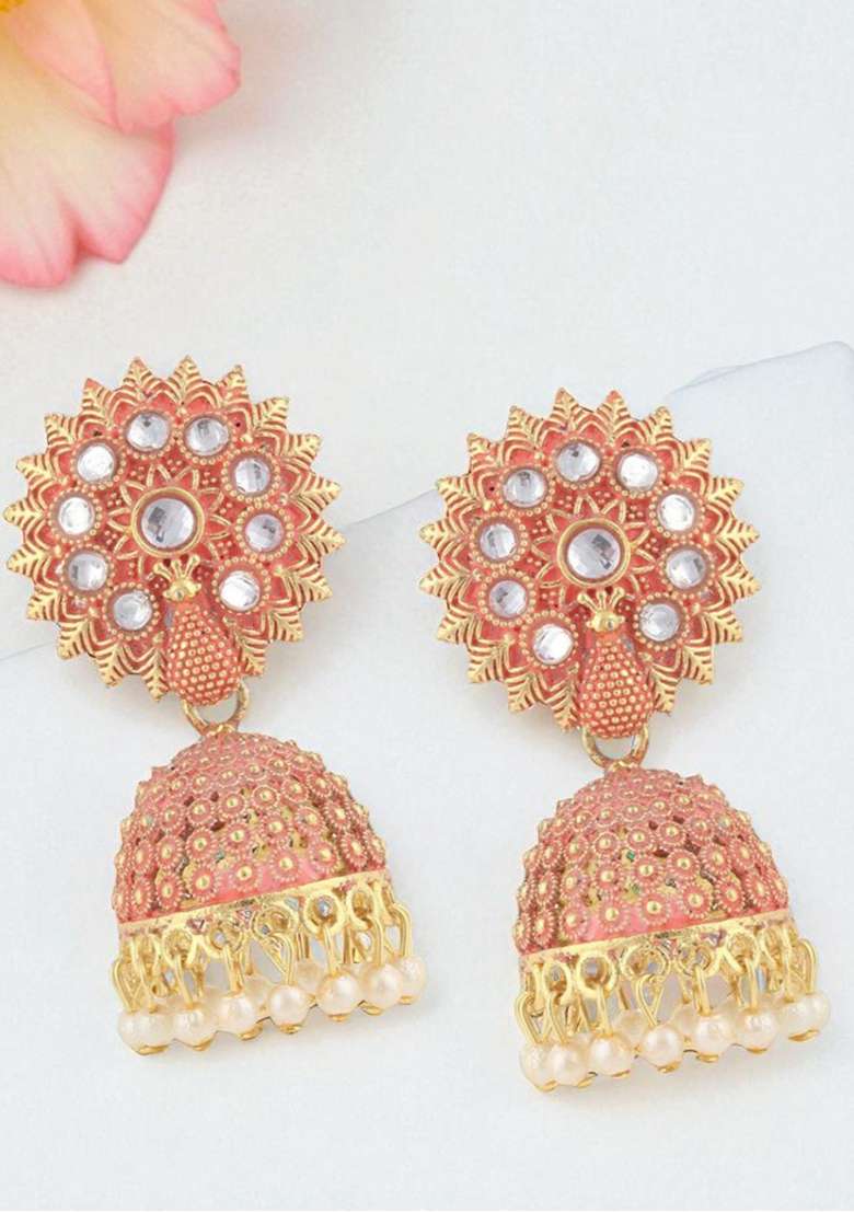 Anikas Creation Traditional Gold Plated Enamelled Party Wear Earring - Indya