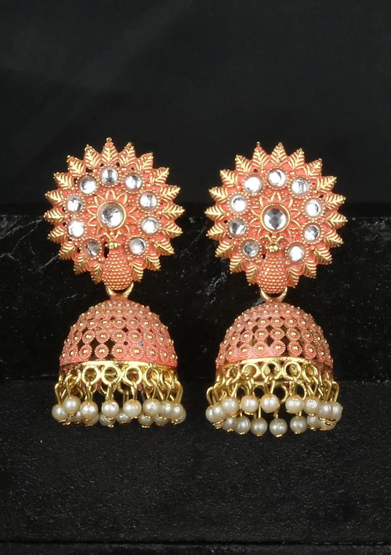 Anikas Creation Traditional Gold Plated Enamelled Party Wear Earring - Indya