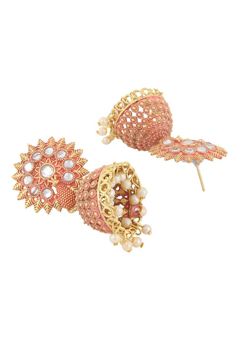 Anikas Creation Traditional Gold Plated Enamelled Party Wear Earring - Indya