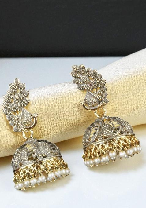 Traditional Gold Plated Enamelled Party Wear Jhumka Earring