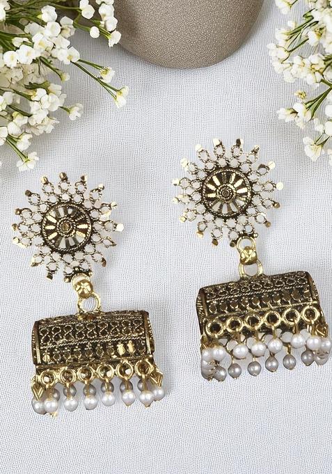 Anikas Creation Designer Gold Plated Traditional Party Wear Jhumka Earring Onesize Gold