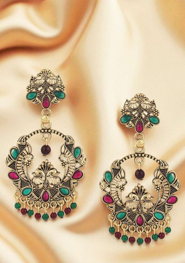 Anikas Creation Traditional Gold Plated Party Wear Antique Multicolour Earring - Indya