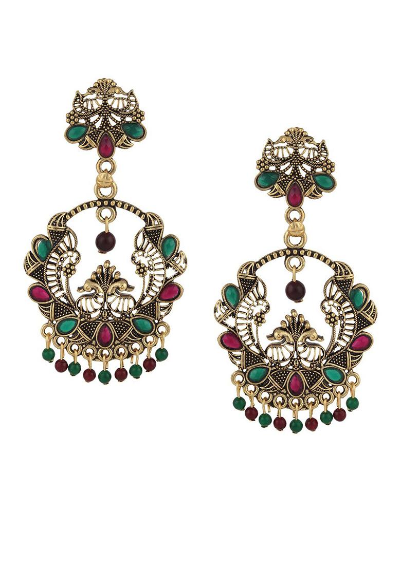Anikas Creation Traditional Gold Plated Party Wear Antique Multicolour Earring - Indya