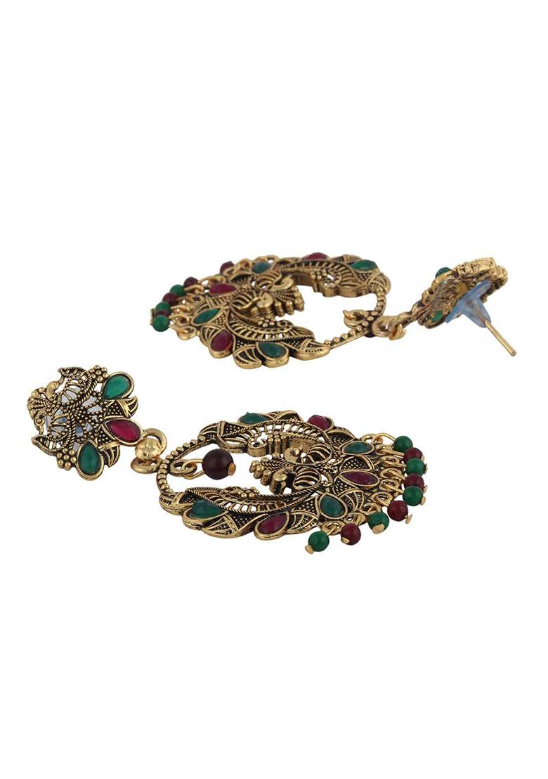 Anikas Creation Traditional Gold Plated Party Wear Antique Multicolour Earring - Indya