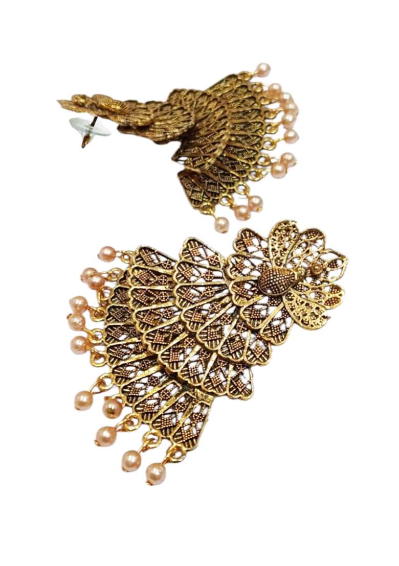 Anikas Creation Designer Gold Plated Antique Layered Earrings - Indya