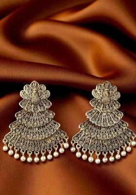 Designer Gold Plated Antique Layered Earrings