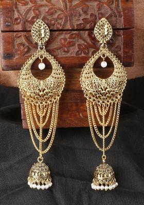 Anikas Creation Traditional Gold Plated Antique Party Wear Tassel Earring
