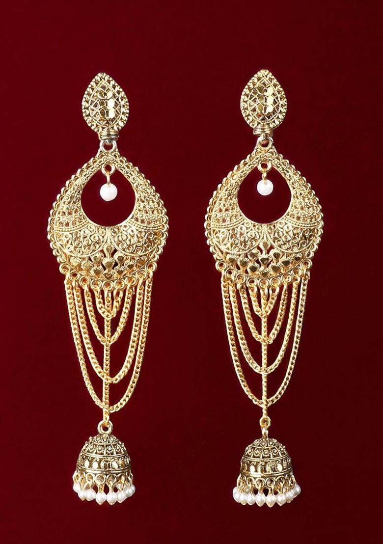 Anikas Creation Traditional Gold Plated Antique Party Wear Tassel Earring - Indya