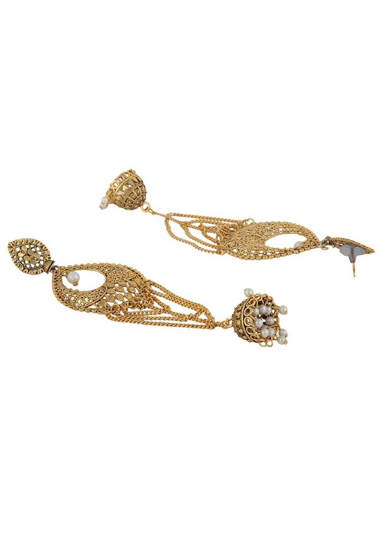 Anikas Creation Traditional Gold Plated Antique Party Wear Tassel Earring - Indya