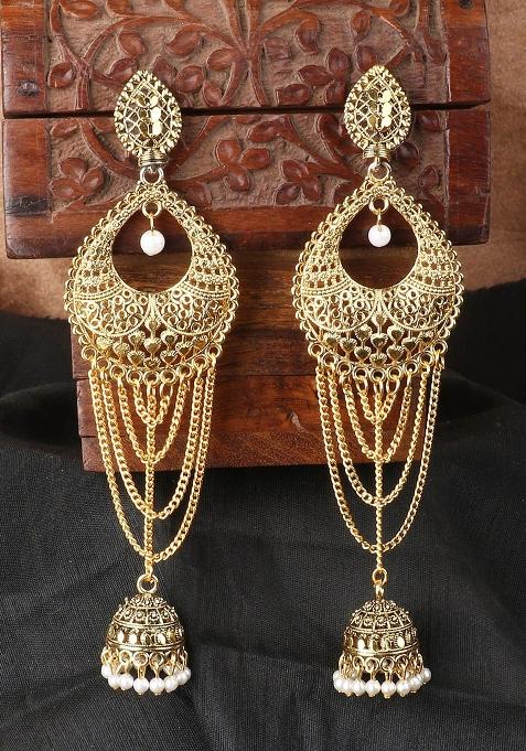 Anikas Creation Traditional Gold Plated Antique Party Wear Tassel Earring