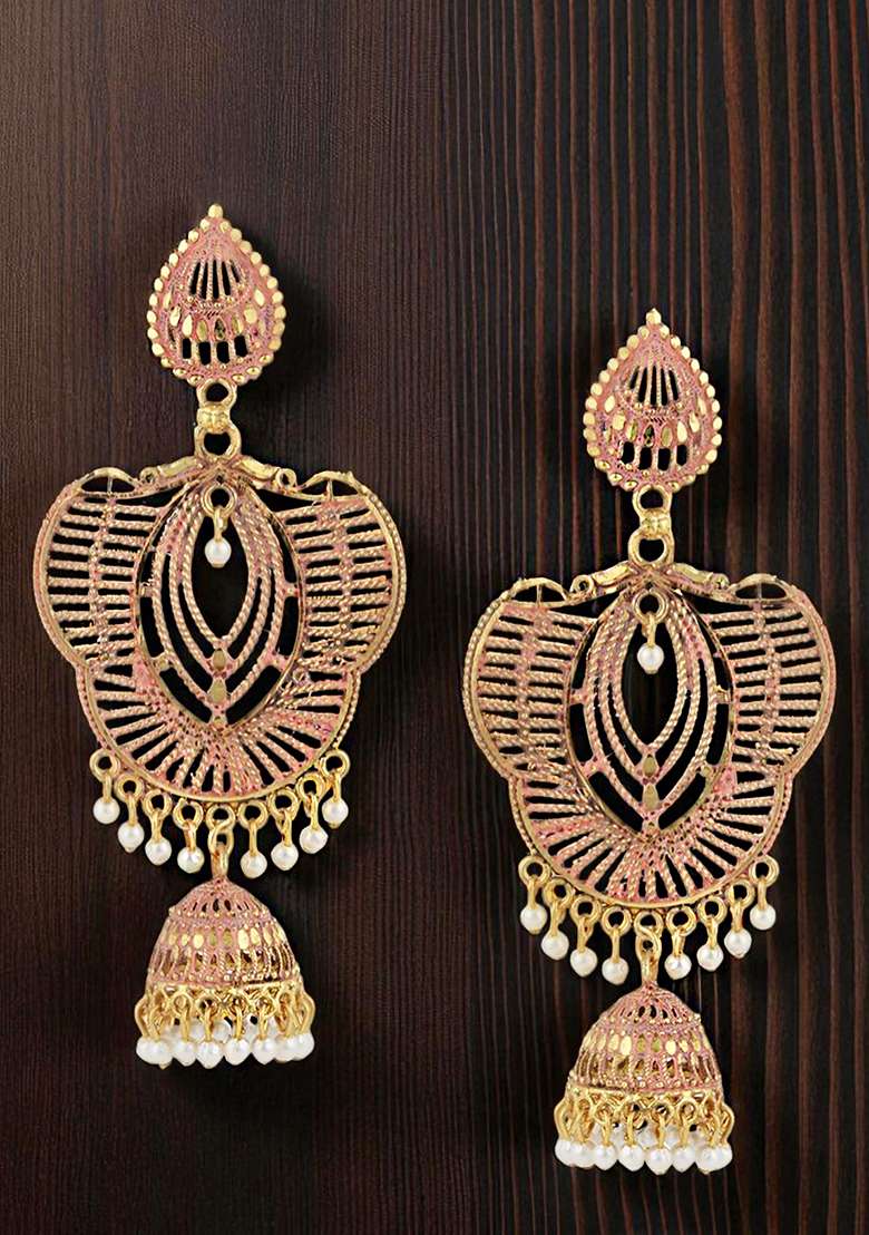 Anikas Creation Traditional Gold Plated Enamelled Party Wear Jhumka Earring - Indya