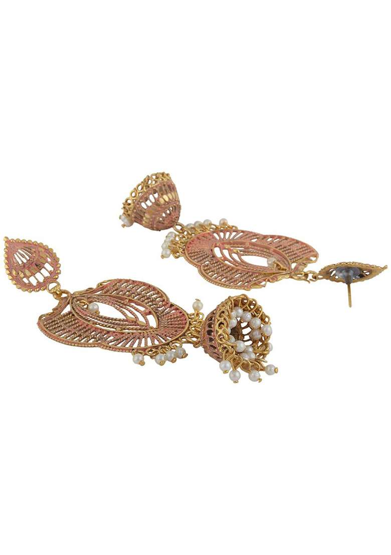 Anikas Creation Traditional Gold Plated Enamelled Party Wear Jhumka Earring - Indya