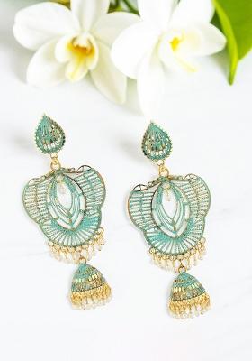 Anikas Creation Traditional Gold Plated Enamelled Party Wear Earring