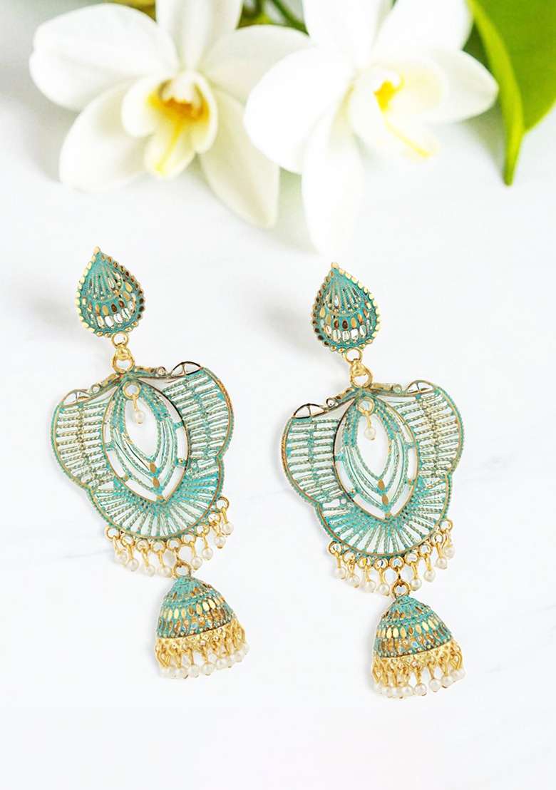 Anikas Creation Traditional Gold Plated Enamelled Party Wear Earring - Indya