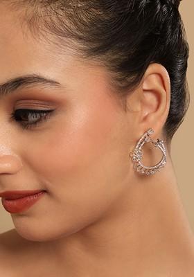 Gold Plated American Diamond Studded Geometric Studs