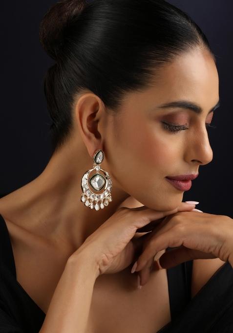 Green Polki Brass Earrings