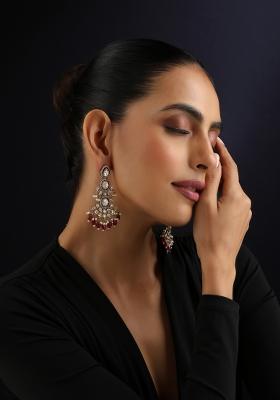 Red Polki Brass Earrings