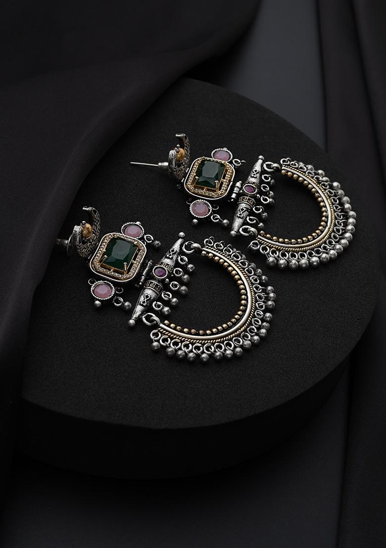 Multicolor Polki Brass Earrings - Indya