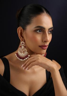 Red Polki Brass Earrings