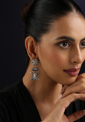 Silver Kundan Brass Earrings