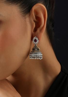 Red Kundan Brass Earrings