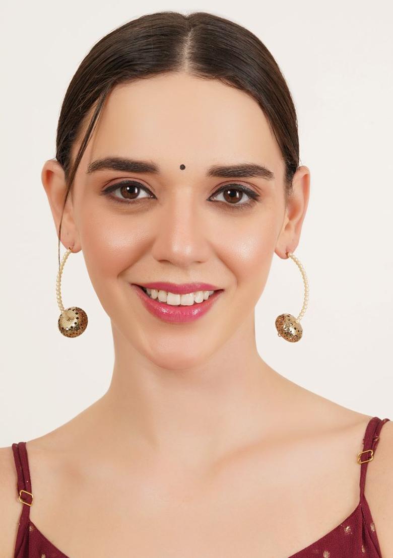 Antique Silver Faux Pearls Mixed Alloy Earrings - Indya