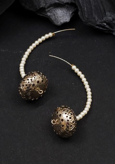 Antique Silver Faux Pearls Mixed Alloy Earrings