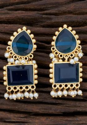 Blue Designer Brass Earring