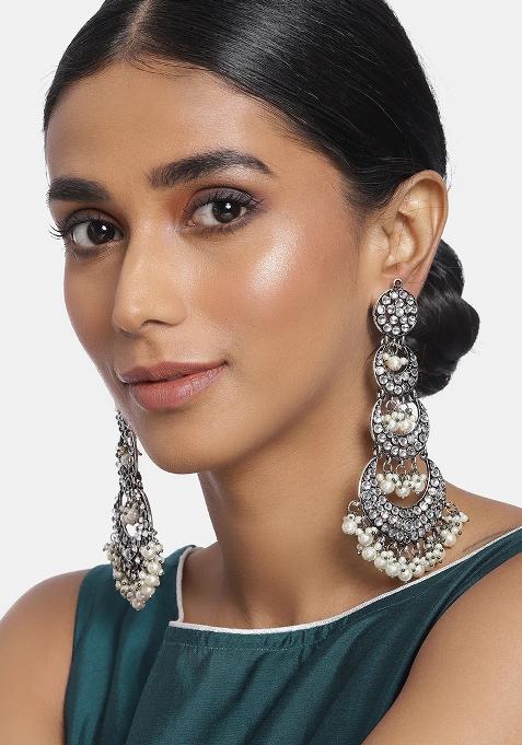 Oxidised Silver Plating Zinc Alloy Earrings