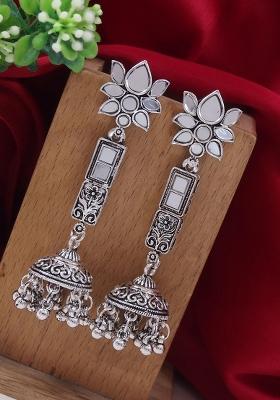 Oxidised Silver Plating Zinc Alloy Earrings