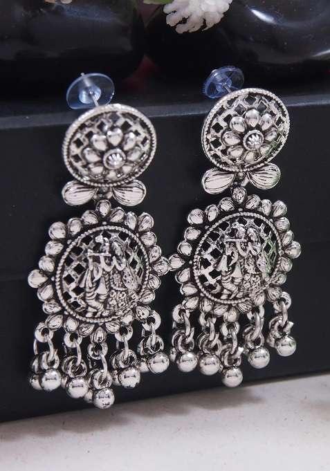 Oxidised Silver Plating Zinc Alloy Earrings