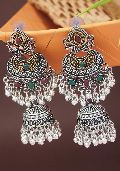 Maroon Green Gold Plating Zinc Alloy Earrings