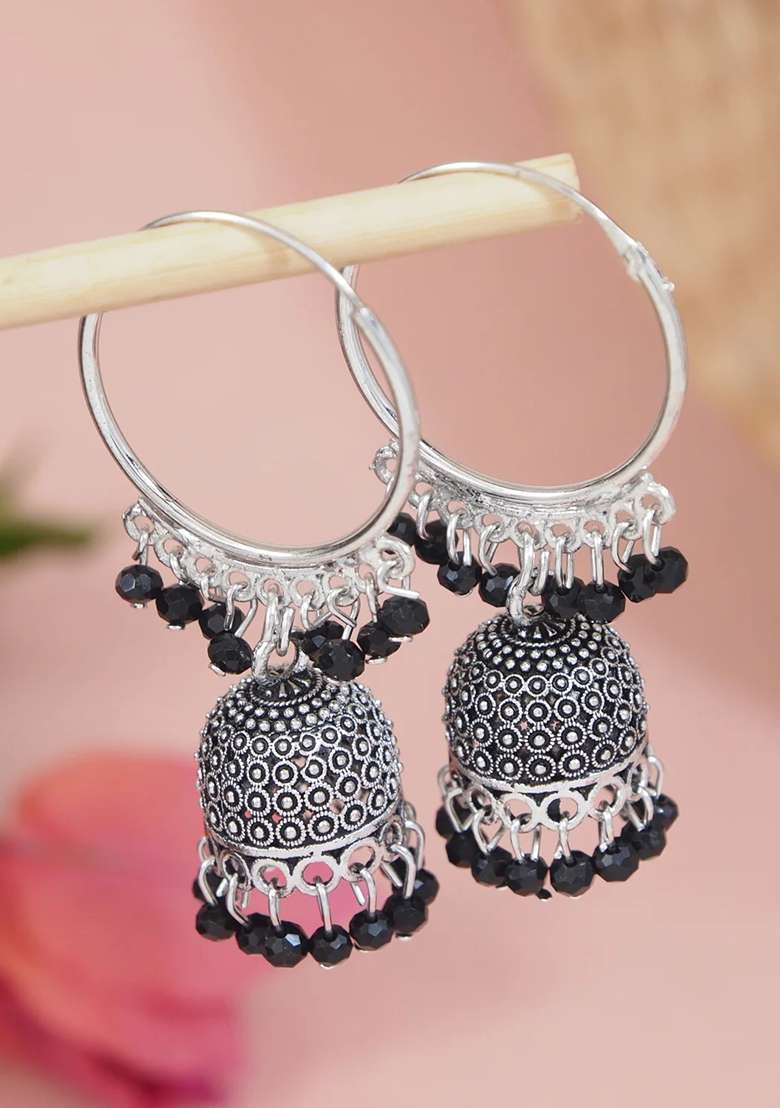 Black Gold Plating Zinc Alloy Earrings - Indya