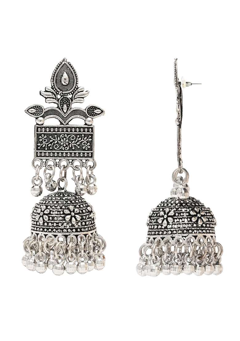 Oxidised Platinum Plating Zinc Alloy Earrings - Indya