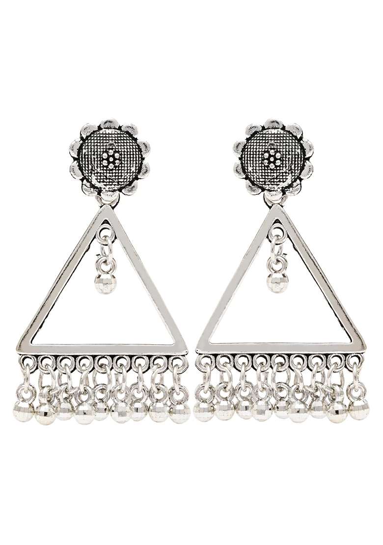 Oxidised Platinum Plating Zinc Alloy Earrings - Indya