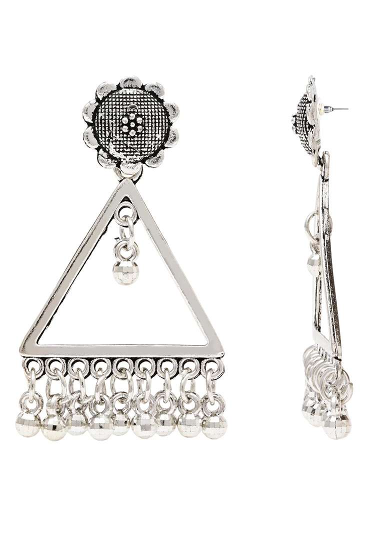 Oxidised Platinum Plating Zinc Alloy Earrings - Indya