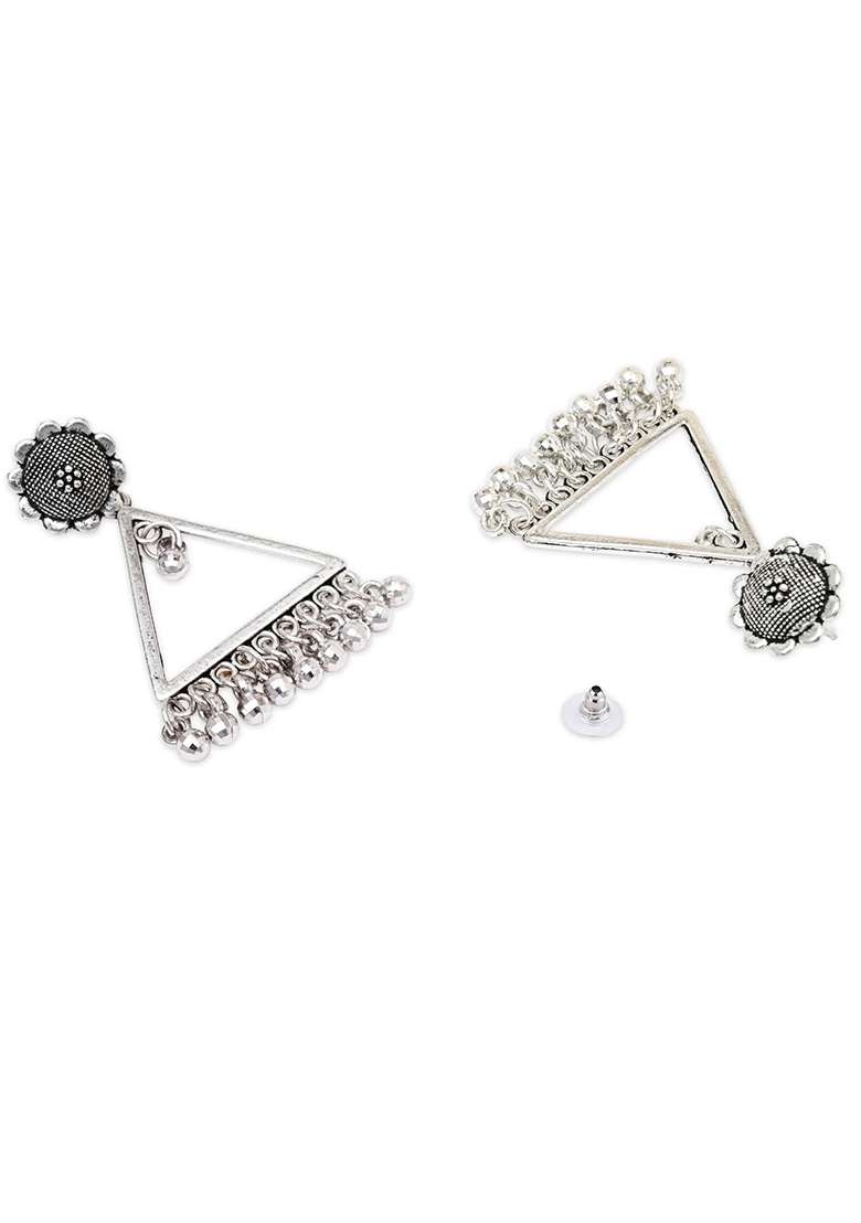 Oxidised Platinum Plating Zinc Alloy Earrings - Indya
