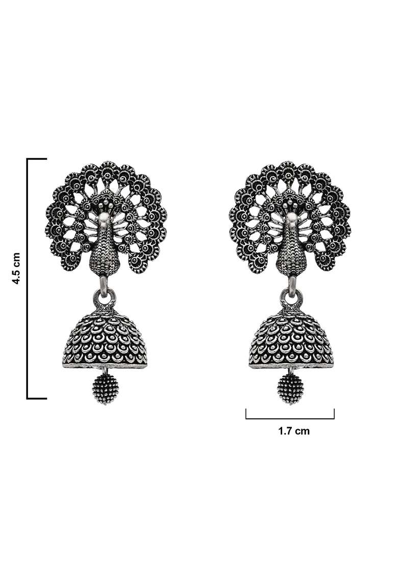 Oxidised Platinum Plating Zinc Alloy Earrings - Indya