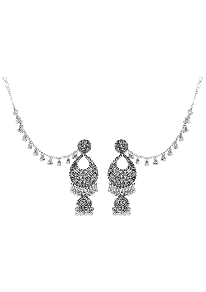 Oxidised Platinum Plating Zinc Alloy Earrings - Indya