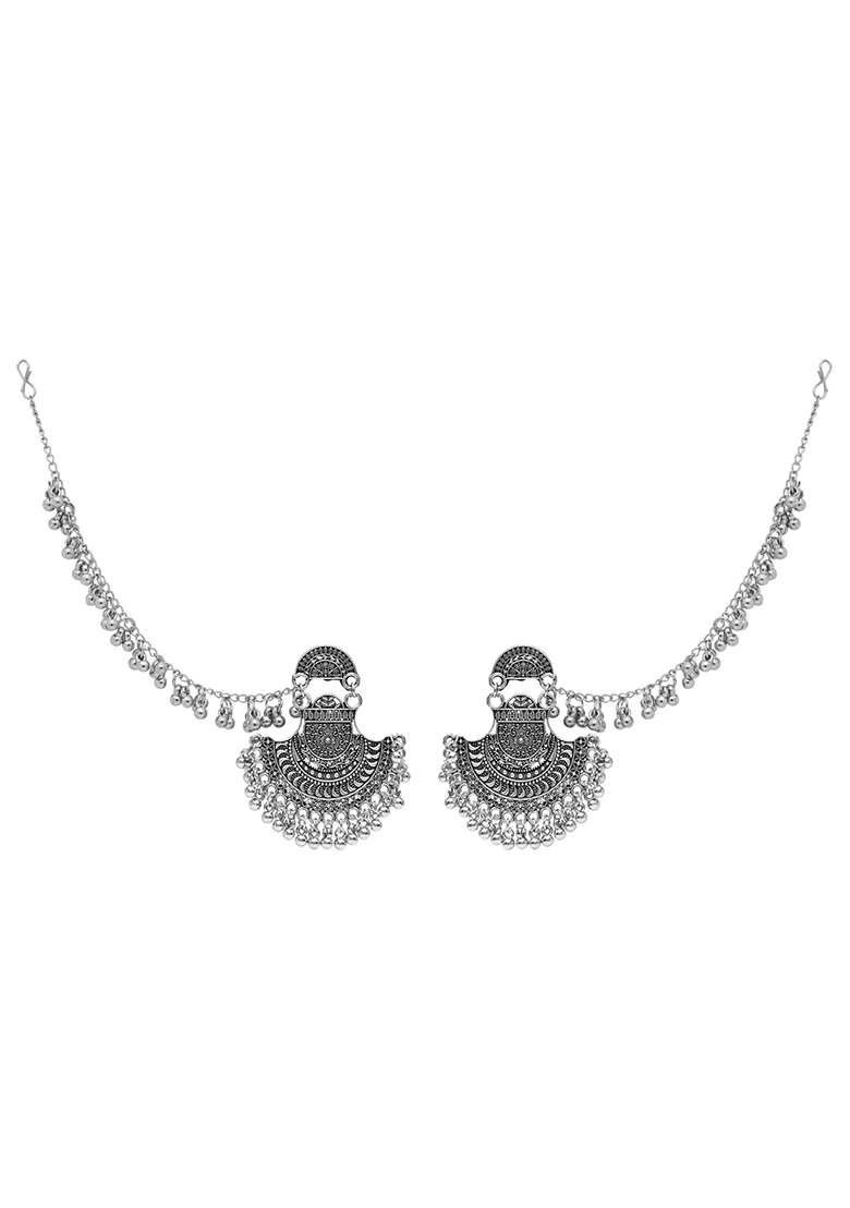 Oxidised Platinum Plating Zinc Alloy Earrings - Indya