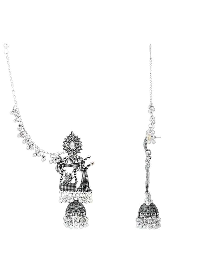Oxidised Platinum Plating Zinc Alloy Earrings - Indya