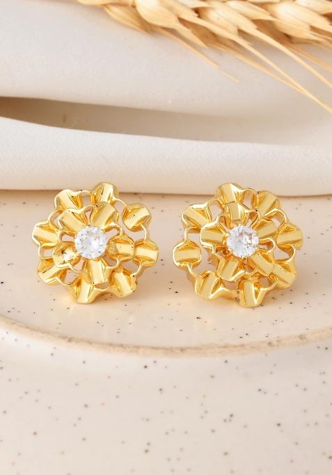 Gold Beeds Brass Earrings