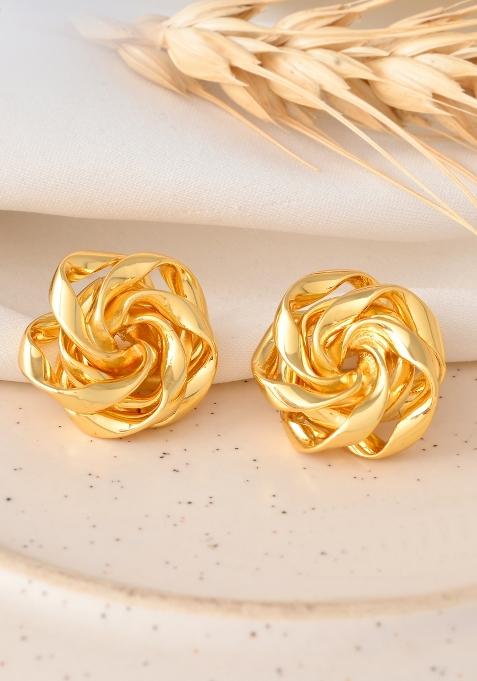 Gold Beeds Brass Earrings