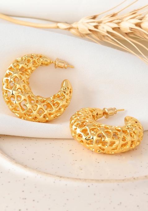 Gold Beeds Brass Earrings