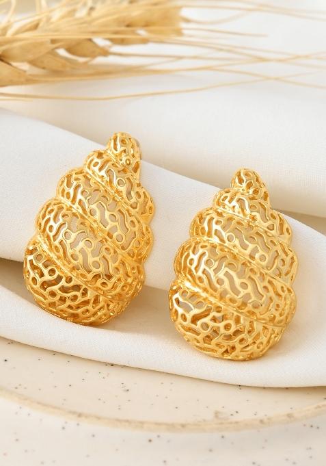 Gold Beeds Brass Earrings